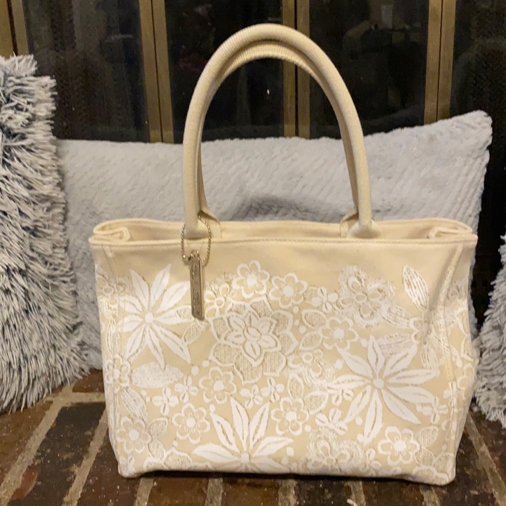 OCAR DE LA RENTA COATED CANVAS TOTE